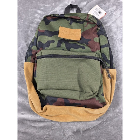 NWT Jansport Super Suede New Olive Camo Sherpa Backpack 25L 16.75H x 13L x 8.5D - Picture 2 of 8